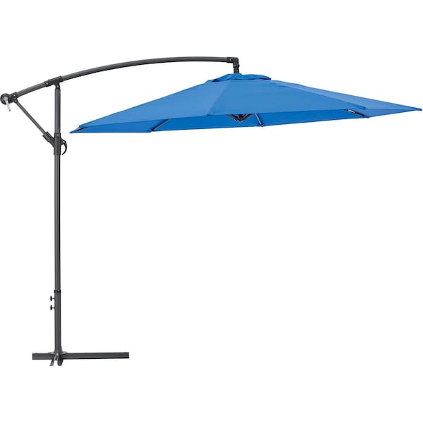 Global Industrial Cantilever Umbrella w/ Crank, Tilt & Cross Brace, Olefin Fabric, 10'W, Blue 436972BL - main
